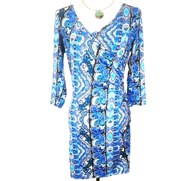 M. Fasis Dresses & Skirts - M. Fasis Bodycon Paisley Blue Dress. M
